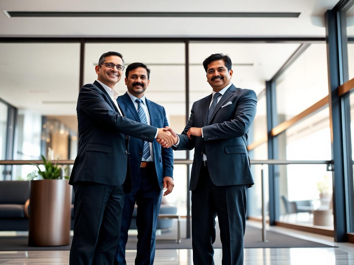 YSA Realty Advisors team meeting a developer client in an office lobby